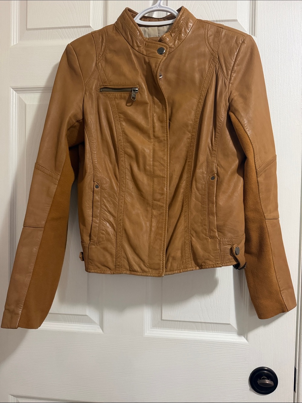 Marc New York Tan Leather Moto Jacket